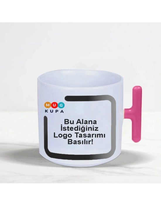 Toptan Baskılı T Kulplu Pembe Nescafe Fincanı