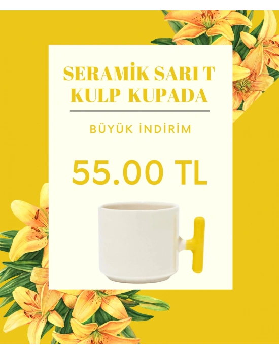 Toptan Baskılı T Kulplu Sarı Nescafe Fincanı
