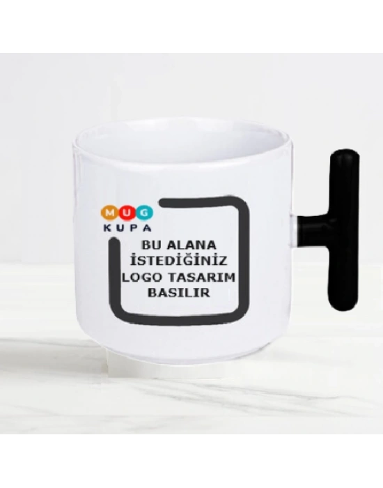 Toptan Baskılı T Kulplu Siyah Nescafe Fincanı