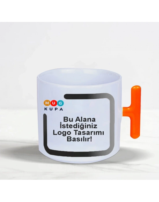 Toptan Baskılı T Kulplu Turuncu Nescafe Fincanı
