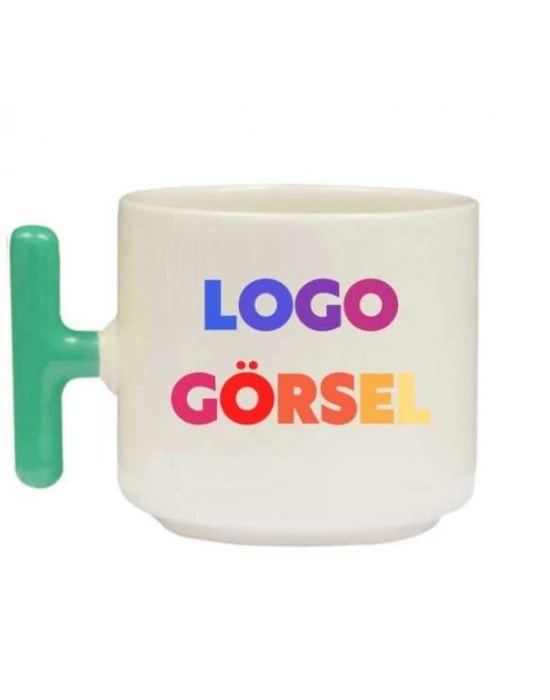 Toptan Baskılı T Kulplu Yeşil Nescafe Fincanı