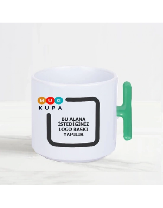 Toptan Baskılı T Kulplu Yeşil Nescafe Fincanı