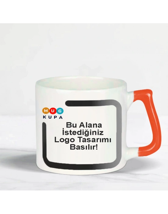 Toptan Baskılı Turuncu N Kulplu Çay & Kahve Fincanı