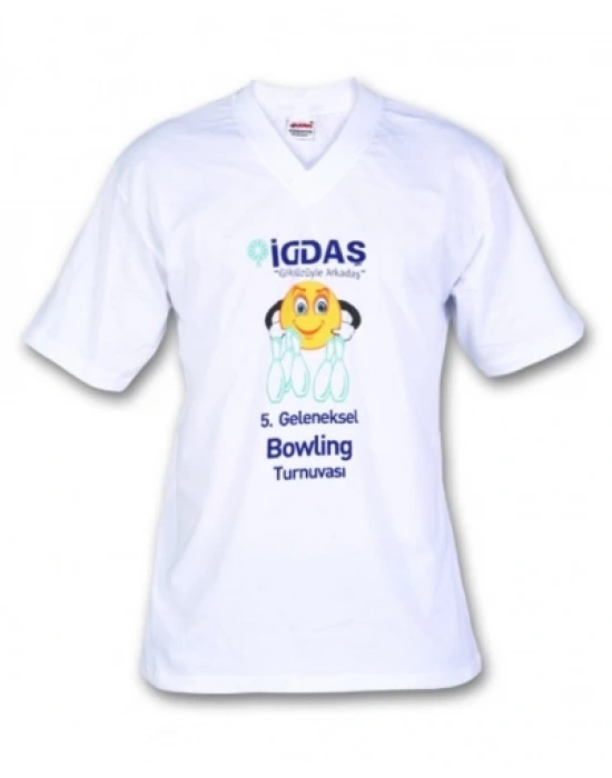 Toptan Baskılı V Yaka Süprem T-Shirt