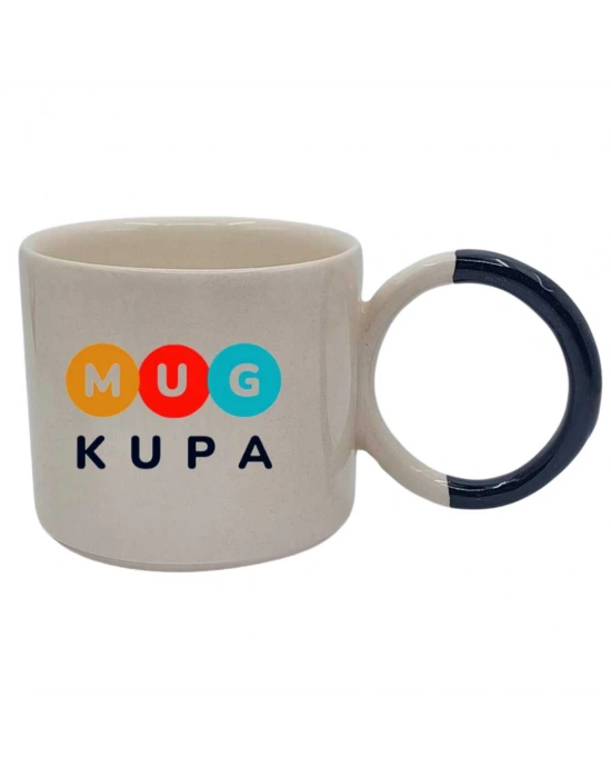 Toptan Baskılı Siyah Yuvarlak Kulplu Fenomen Seramik Kupa