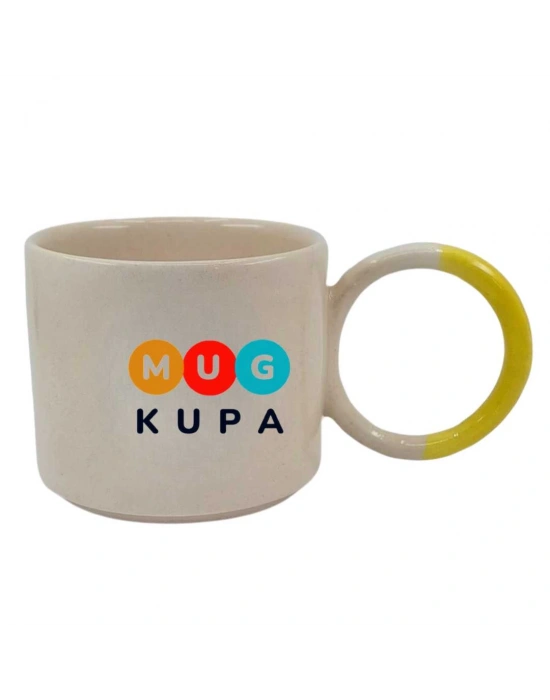 Toptan Baskılı Sarı Yuvarlak Kulplu Fenomen Seramik Kupa