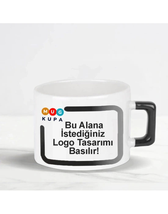 Toptan Lacivert Baskılı Kulplu Seramik Çay ve Kahve Fincanı
