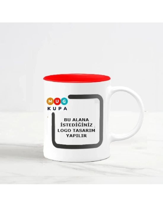 Toptan Logolu İçi Kırmızı Kupa Bardak