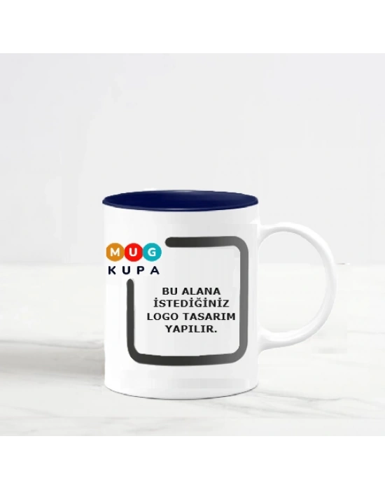 Toptan Logolu İçi Lacivert Kupa Bardak