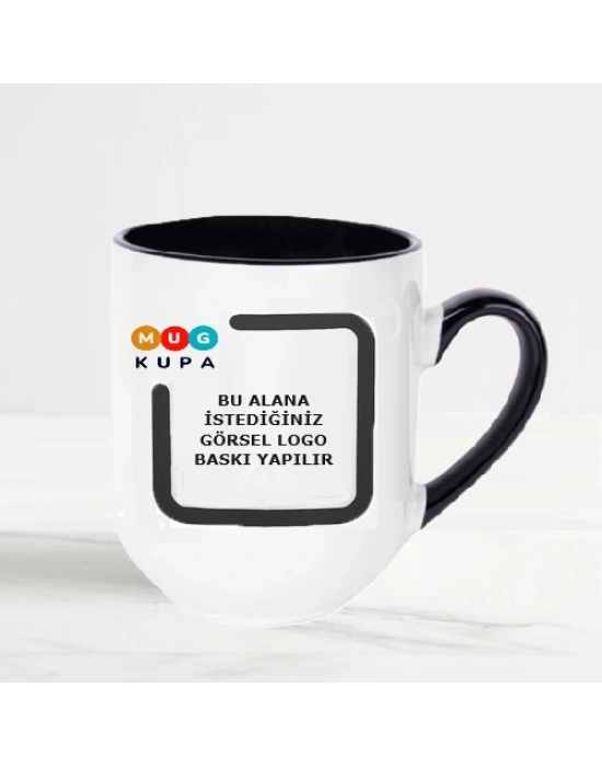 Toptan Oval Siyah Baskılı Kupa Bardak