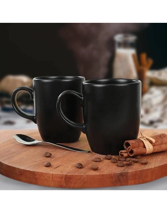 Toptan Oval Siyah Seramik Baskılı Kupa Bardak