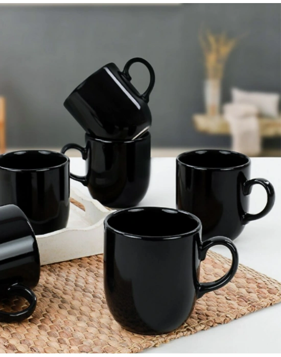 Toptan 8 cm Oval Siyah Seramik Baskılı Kupa Bardak