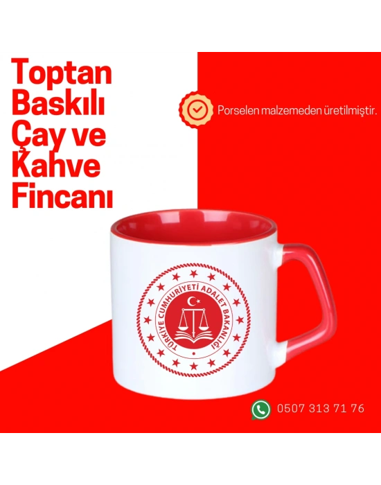 Toptan Porselen Sapı ve İçi Sarı Mocha Baskılı Fincan Bardak