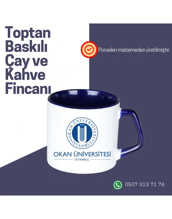 Toptan Porselen Sapı ve İçi Sarı Mocha Baskılı Fincan Bardak