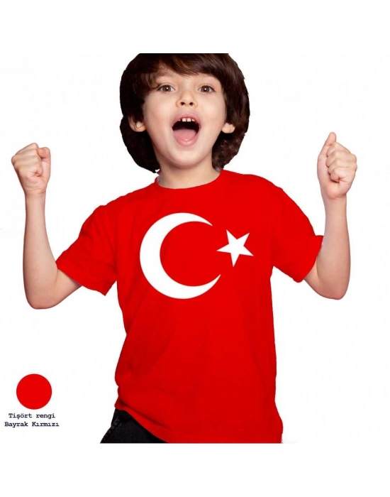 Türk Bayrağı Baskılı Unisex Tişört