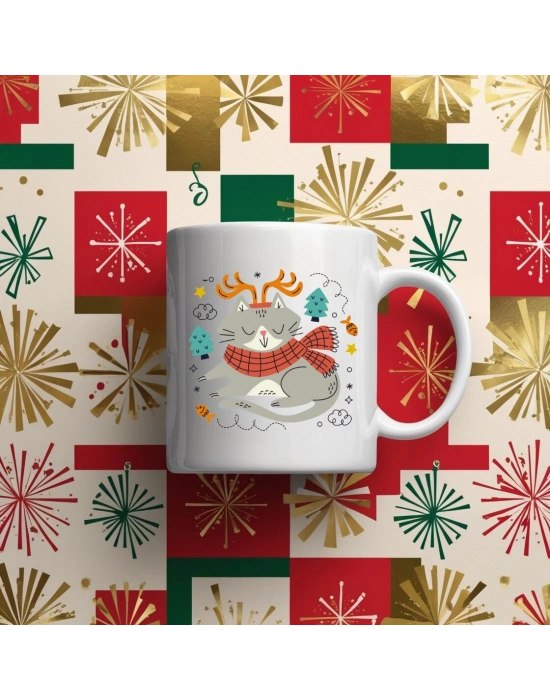 Yeniyıl Temalı Merry Cristmas Kurabiye Adam Baskılı Kupa Bardak