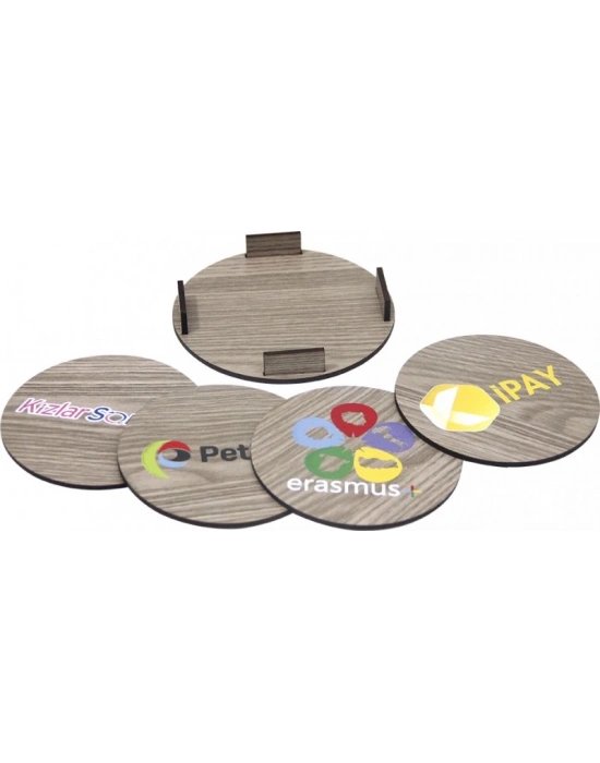 YUVARLAK AHŞAP BARDAK ALTI SETİ