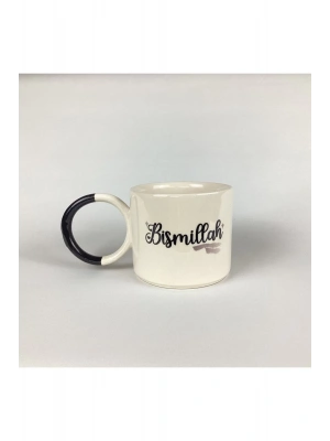 Mug Kupa Yuvarlak Kulplu Bismillah Baskılı Fincan