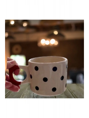 Mug Kupa  Kalp Desenli El Yapımı Seramik Kupa Mug Çay Kahve Fincanı