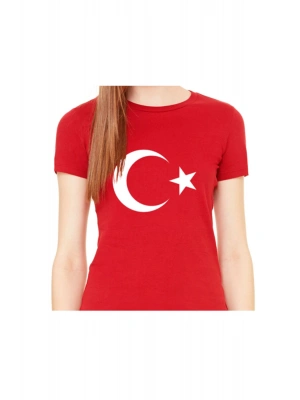 Ayyıldız Baskılı Beyaz Kısa Kollu Unisex T-Shirt