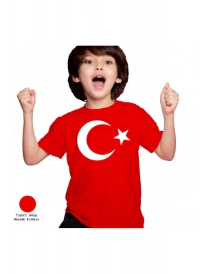 Ayyıldız Baskılı Beyaz Kısa Kollu Unisex Çocuk T-Shirt