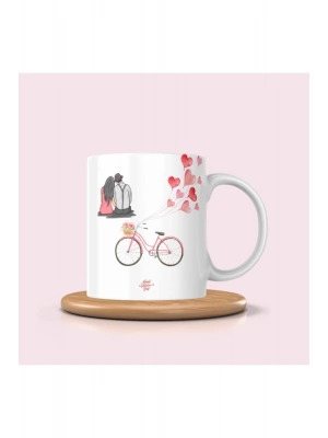 Beyaz Baskılı Kupa Bardak- Sevgili