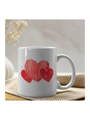 Beyaz Kulplu Baskılı Kupa Bardak Kendin Tasarla