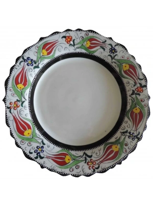 Çini  30 CM SİYAH KENARLI KALİGRAFİ TABAĞI