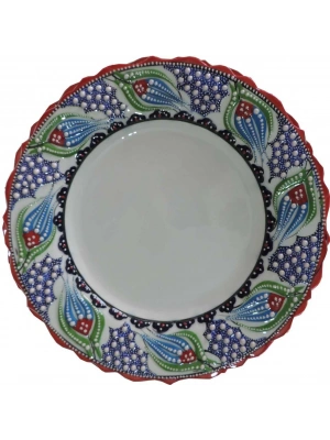 Çini  30CM KIRMIZI KALİGRAFİ TABAĞI