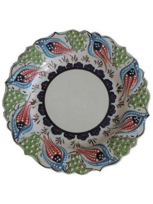 Çini  30cm Yeşil Zemli Fotoğraf Tabağı