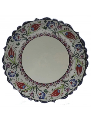 Çini Kenarı Lacivert Kaligrafi Tabağı