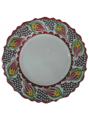 Çini  KIRMIZI KENARLI 30 CM KALİGRAFİ TABAĞI