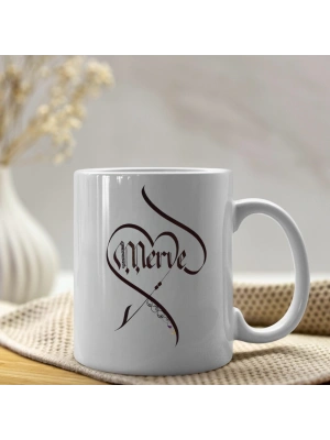 Kaligrafi Merve Baskılı Kupa Bardak