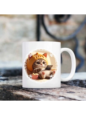 Kedi Temalı Baskılı Kupa