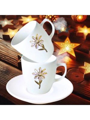 Papatya Desenli Yeniyıl Türk Kahve Fincanı