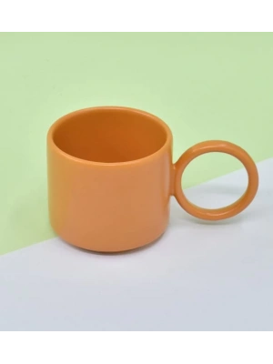 Keramika Yuvarlak Kulplu Seramik Kupa