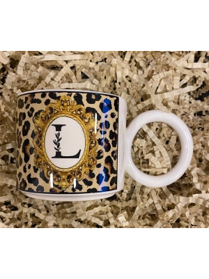 Mug Kupa LEOPAR DESENLİ, HARFLİ L KUPA FİNCAN
