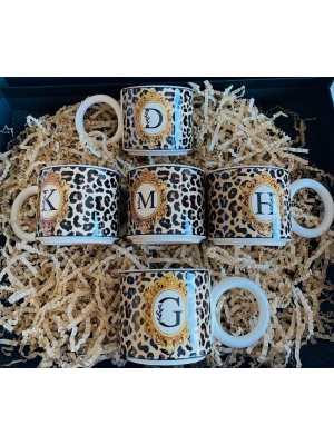 Mug Kupa LEOPAR DESENLİ, KİŞİYE ÖZEL HARFLİ KUPA FİNCAN