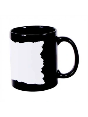 Toptan Baskılı Dekoratif Alanlı Siyah Kupa