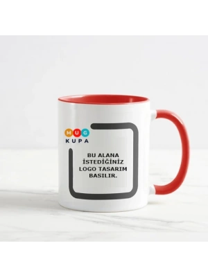 Toptan Baskılı İçi ve Kulpu Kırmızı Seramik Kupa Bardak