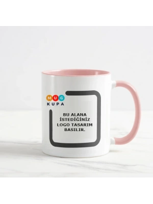 Toptan Baskılı İçi ve Kulpu Pembe Kupa Bardak