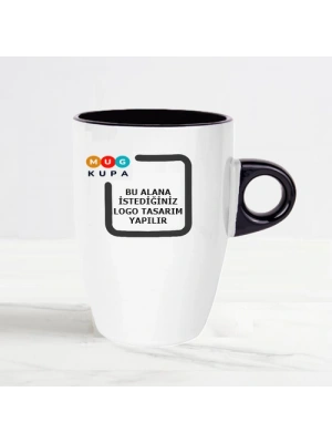 Toptan Baskılı Kupa Bardak Porselen Siyah Latte