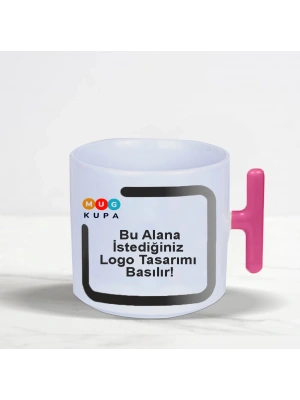 Toptan Baskılı T Kulplu Pembe Nescafe Fincanı