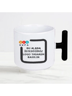 Toptan Baskılı T Kulplu Siyah Nescafe Fincanı