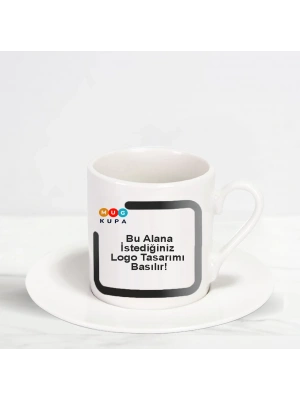 Toptan Baskılı Türk Kahvesi Fincan Takımı - 6lı Kırık Beyaz