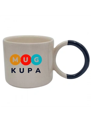 Toptan Baskılı Siyah Yuvarlak Kulplu Fenomen Seramik Kupa