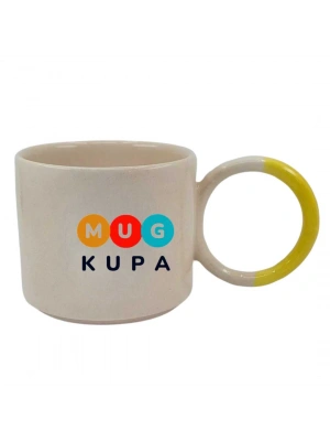 Toptan Baskılı Sarı Yuvarlak Kulplu Fenomen Seramik Kupa