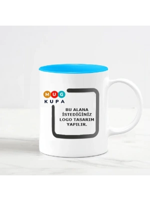 Toptan Logolu İçi Mavi Kupa Bardak