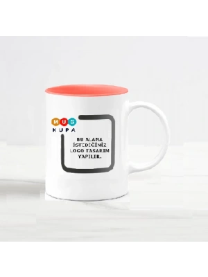 Toptan Logolu İçi Turuncu Seramik Kupa Bardak