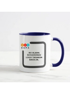 Toptan Logolu İçi ve Kulpu Lacivert Por. Kupa Bardak